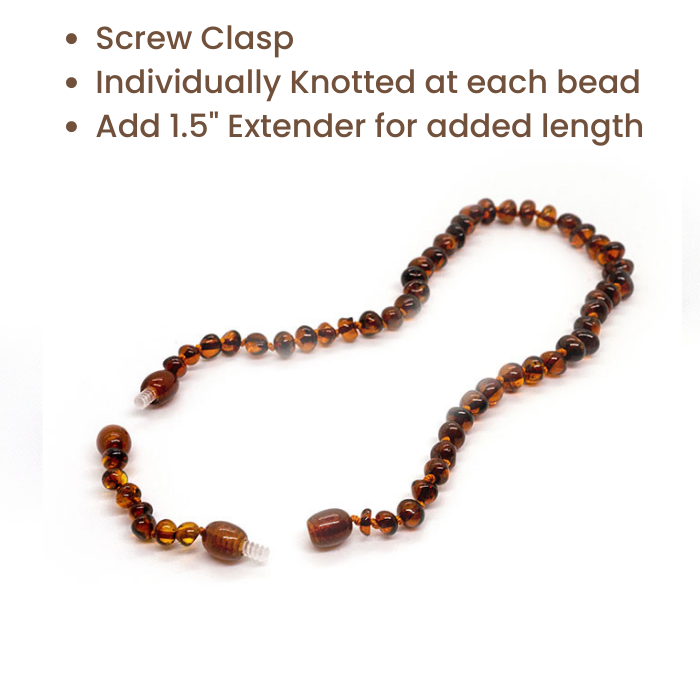 Polished Cognac Baltic Amber Teething Necklace | Baltic Essentials Polished Cognac Baltic Amber Teething Necklace | Baltic Essentials