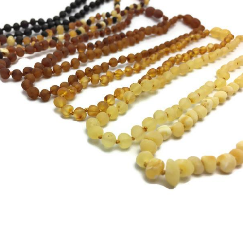 Baby Baltic Amber Necklace - 11 Authentic Baltic Amber Teething Necklace Raw Polish Infant Screw Pop Safety