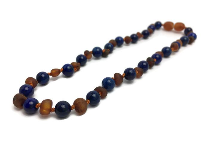 Baltic Amber Necklace - ADHD Teething Inflammation 15 Inch Raw Or Polished Cognac Lapis Amber