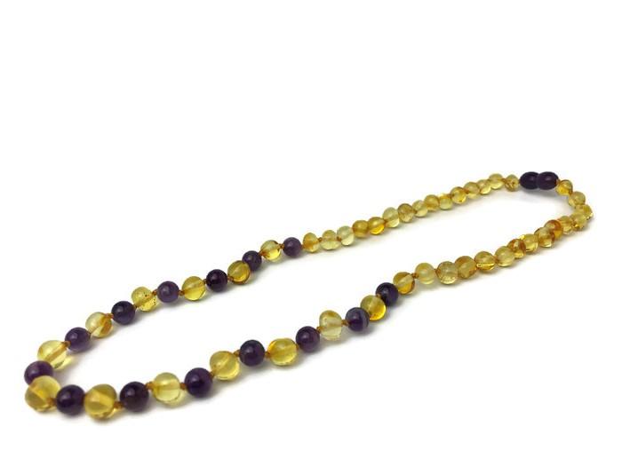Polished Lemon Amethyst 17 Or 18 Inch Baltic Amber Necklace
