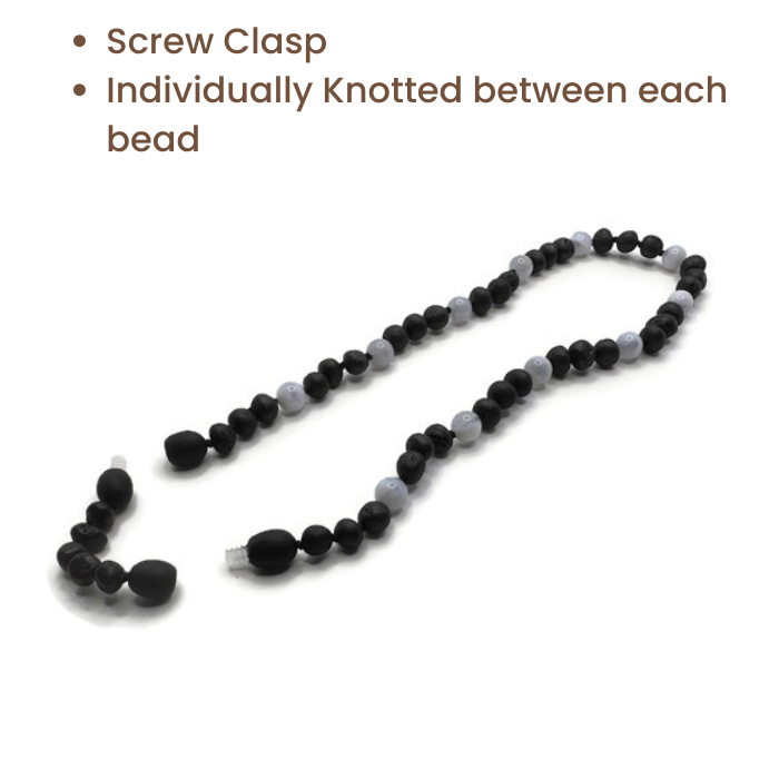 Blue Lace Agate & Baltic Amber Necklace Raw Cherry Gift Set Bundle