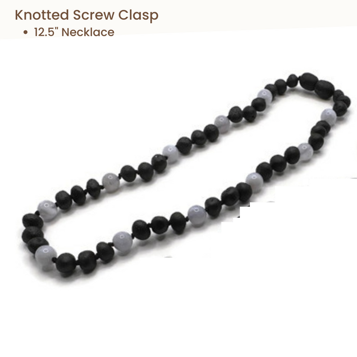 Blue Lace Agate & Baltic Amber Necklace Raw Cherry Gift Set Bundle