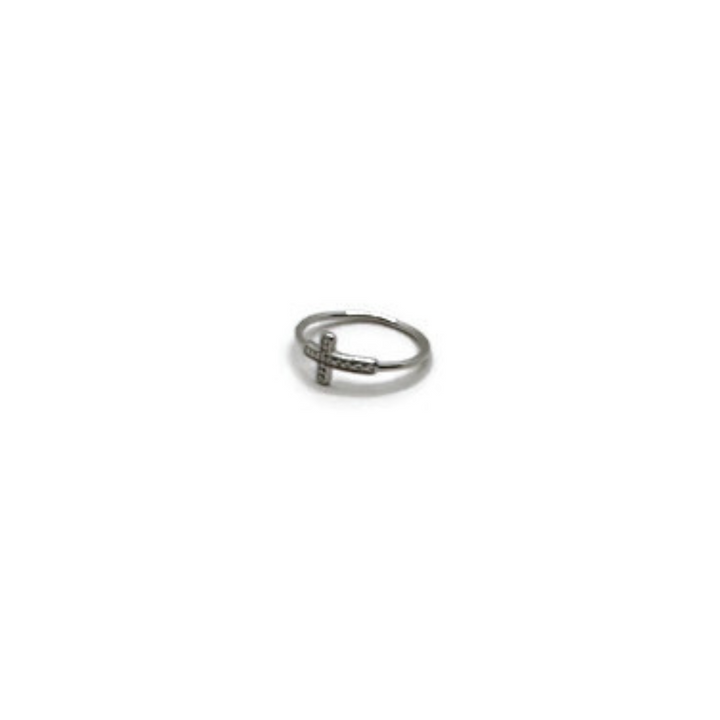 925 Sterling Silver Cross Ring: 925 Sterling Silver Cross Ring with Simulated Cubic Zirconia