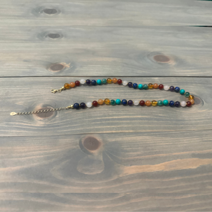 Baltic Amber preTeen 14 or 15 inch Necklace Rainbow Honey Amber Pink Rose Quartz 