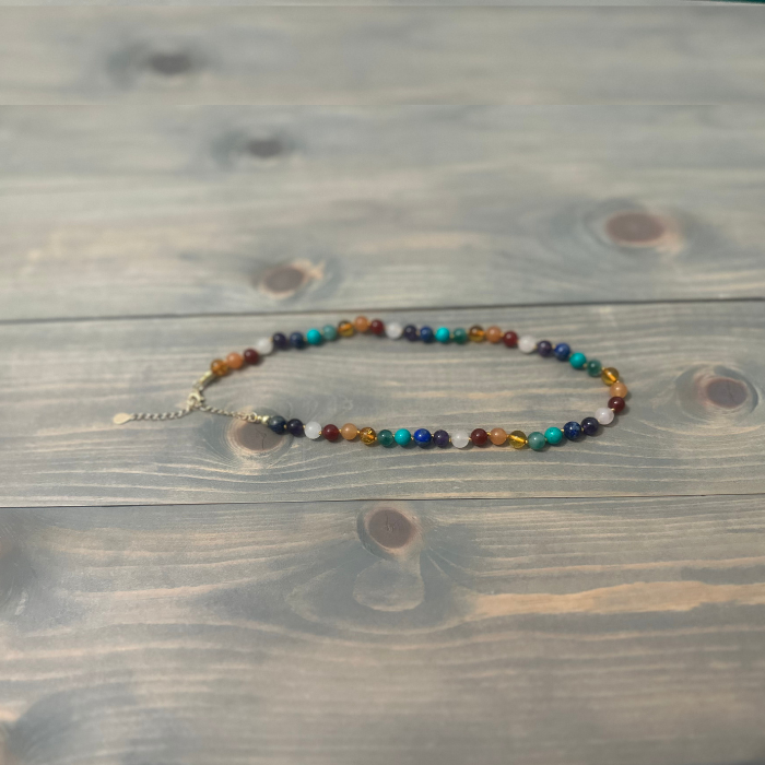 Baltic Amber preTeen 14 or 15 inch Necklace Rainbow Honey Amber Pink Rose Quartz 