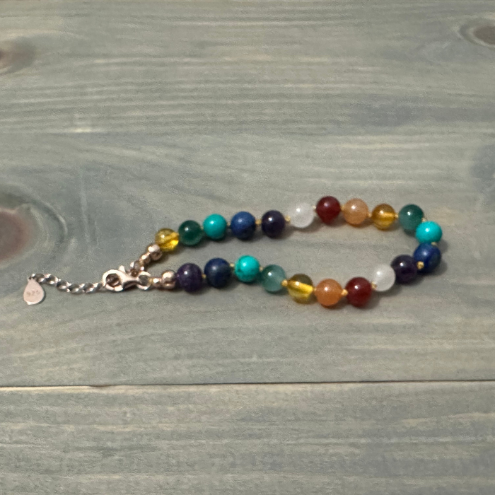 Baltic Amber preTeen 14 or 15 inch Necklace Rainbow Honey Amber Pink Rose Quartz Red Aventurine. 