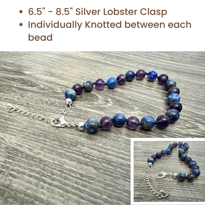 Baltic Amber Bracelet - 6.5 7.5 Inch Baltic Essentials Bracelet Amethyst Lapis Lazuli Teen Adult