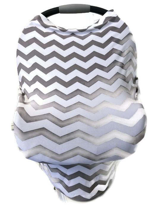 5-in-1 Multi Use Cover Infant Car Seat Shopping Cart Nursing Cover Grey Chevron