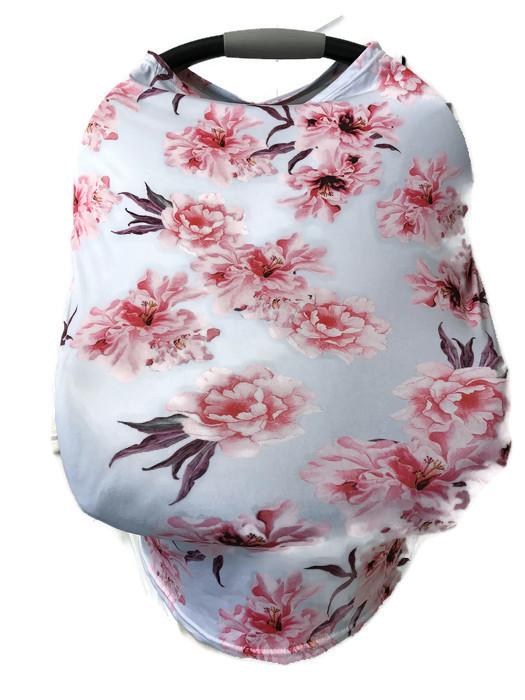 5-in-1 Multi Use Cover Infant Car Seat Shopping Cart Nursing Cover Pink Flowers