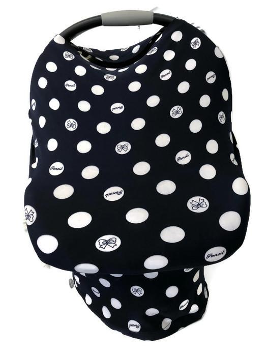 5-in-1 Multi Use Cover Infant Seat Shopping Cart Nursing Cover Blue White Dots