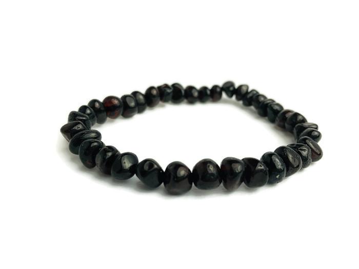 6.5 7.5 Inch Polished Black Cherry Baltic Amber Bracelet