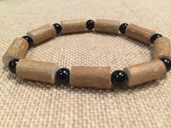 8" ADHD Black Onyx Hazelwood (For Heart Burn, Acid Reflux, Eczema)  Bracelet For Adult, Teenager