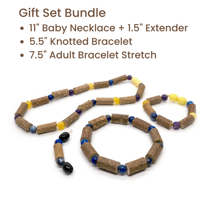 Hazelwood Necklace Raw Milk Amber Amethyst Lapis Lazuli Gift Set Bundle