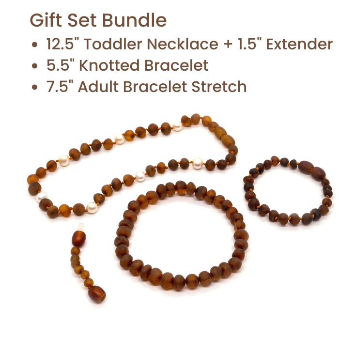 12.5 inch Raw Baltic Amber Necklace Dark Amber Cognac Pearl 5 months 5 years 14 in Preteen 16" Teen