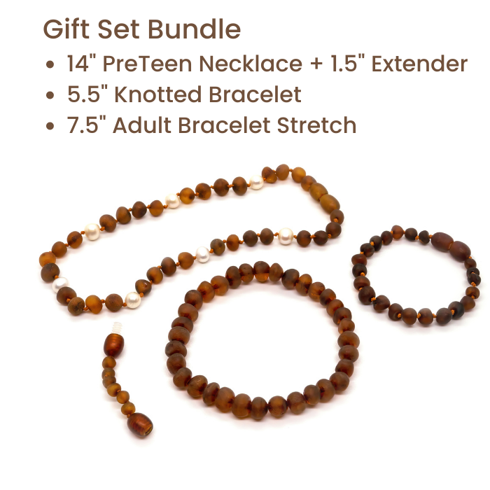 12.5 inch Raw Baltic Amber Necklace Dark Amber Cognac Pearl 5 months 5 years 14 in Preteen 16" Teen