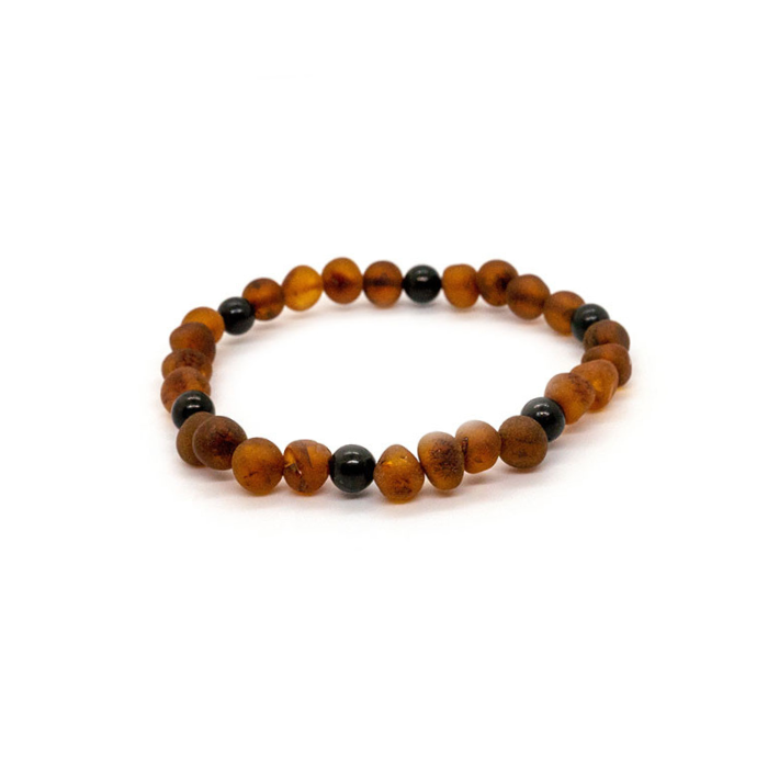 Baltic Amber Necklace Raw Dark Amber Shungite