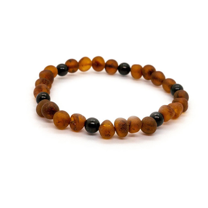 Baltic Amber Necklace Raw Dark Amber Shungite