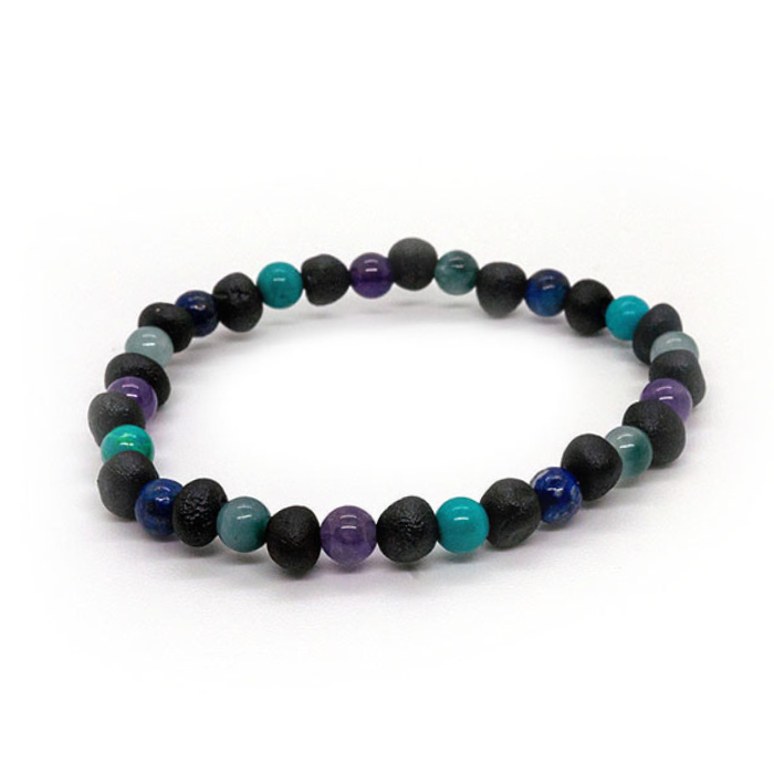 Baltic Amber Bracelet Raw Cherry Mix with Jade