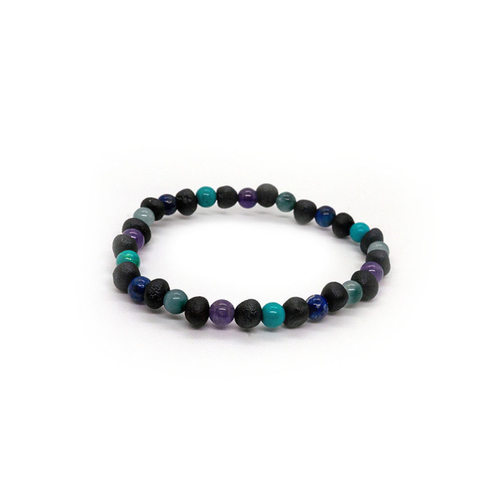 Baltic Amber Bracelet Raw Cherry Mix with Jade