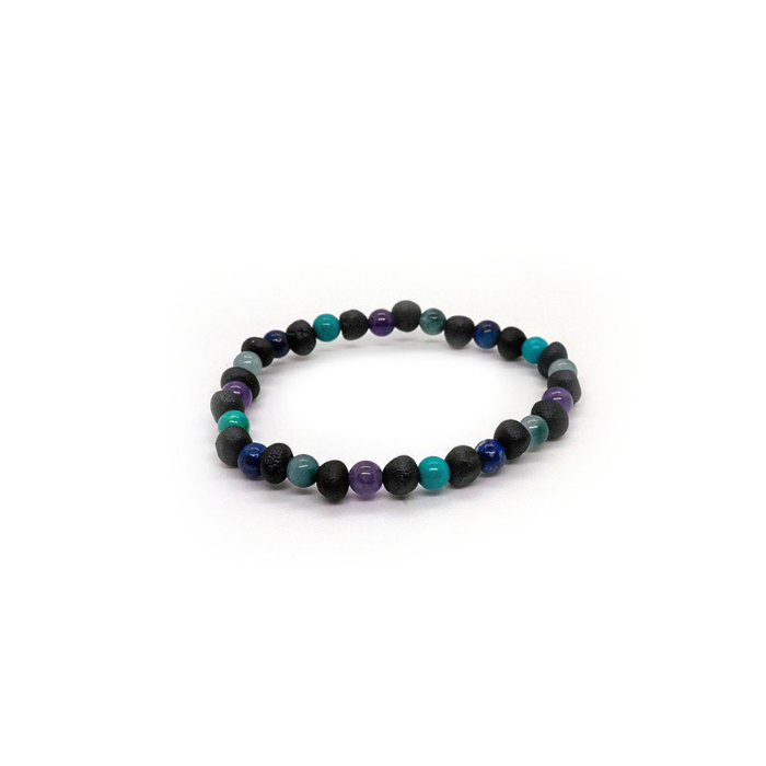 Baltic Amber Bracelet Raw Cherry Mix with Jade