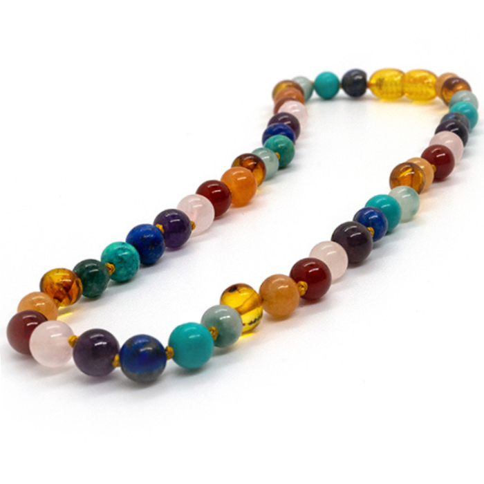 Rainbow amber sales teething necklace