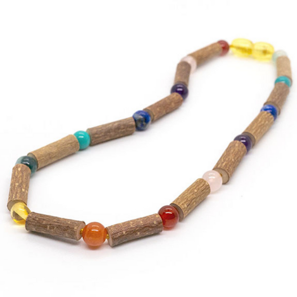 Hazelwood 11 12.5 Necklace Rainbow Amber Honey Pink Rose Quartz Red Ag