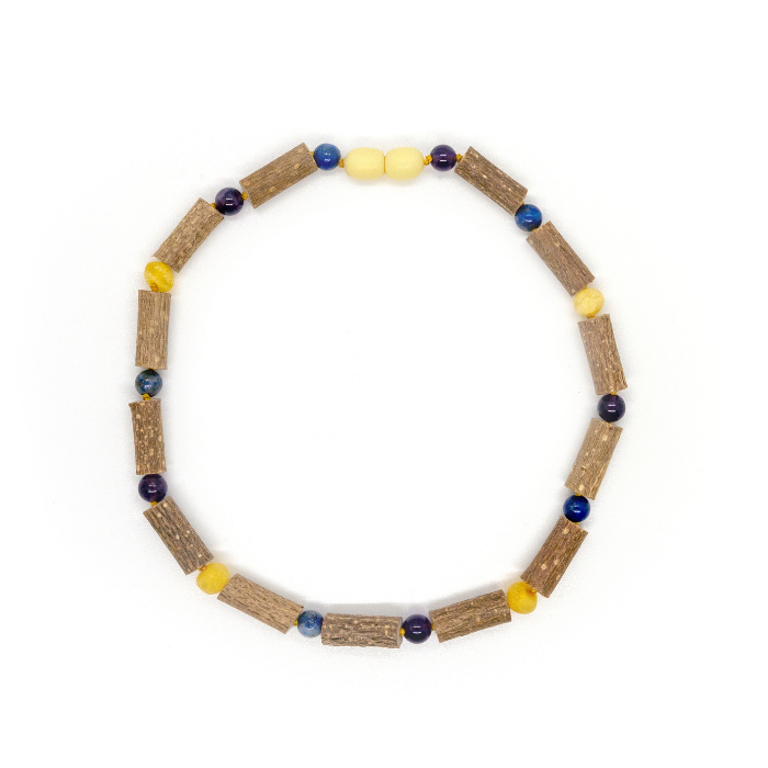 Hazelwood Necklace - Hazelwood Necklace Raw Milk Amber Amethyst Lapis Lazuli Infant Baby Toddler
