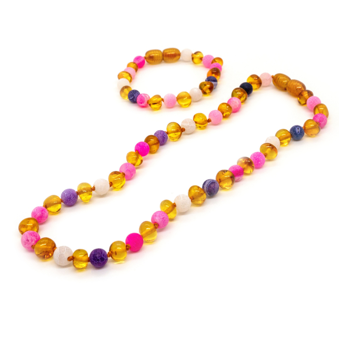 Baltic Amber Necklace  Baltic Amber Teething Necklace Polished Honey Fluorite Necklace Focus Clarity