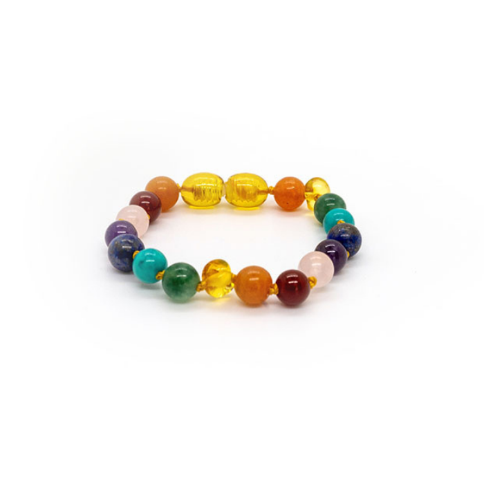 Baltic Amber Bracelet - 5.5 - 6 Inch Baltic Amber Bracelet Rainbow Honey Pink Amethyst Baby Toddler