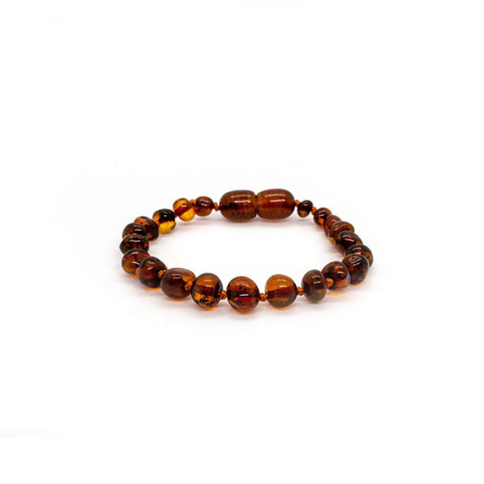 Baltic Amber Teething Bracelet Polished Caramel Bracelet for Baby to wear  by Amber Honey_Baltic Gold |Polished Caramel Baltic Amber Bracelet- Natural  Pain Reliever and Gift for Babies, Unisex~5.5