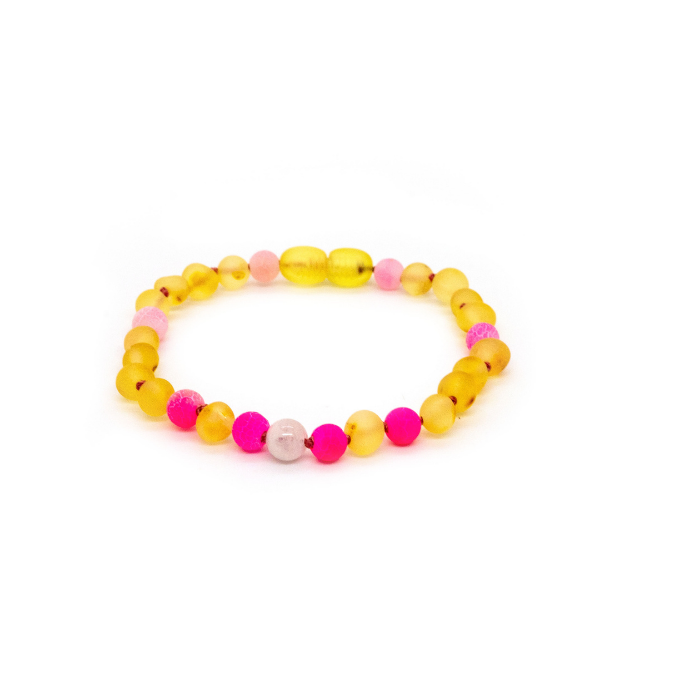 Pink amber teething bracelet deals