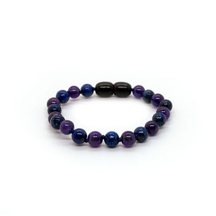 6 inch Baltic Essentials Bracelet Purple Amethyst Blue Lapis Lazuli Toddler
