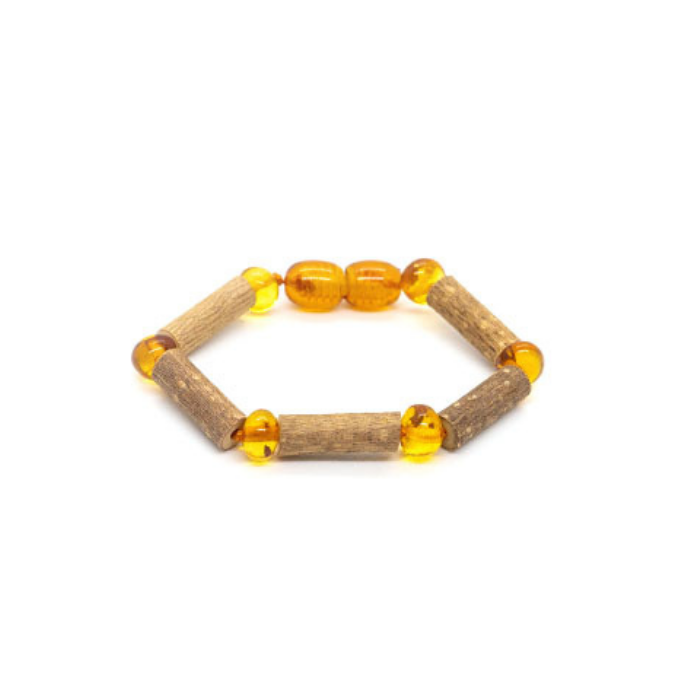 Baby Hazelwood Bracelet - 5.5 Inch Hazelwood  Honey Bracelet  Mixed With Baltic Amber Baby, Infant.