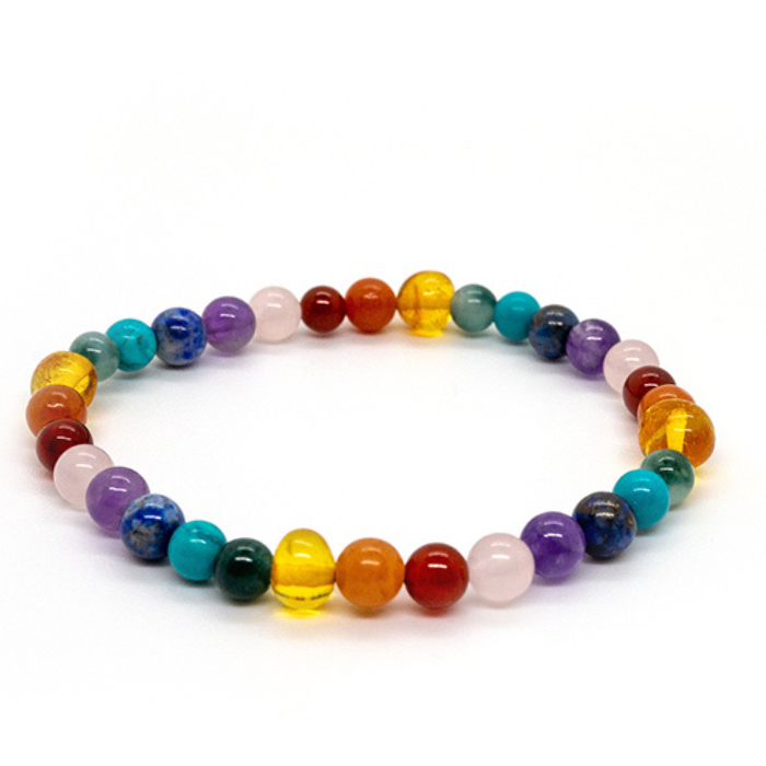 Baltic Amber Bracelet - 5.5 - 6 Inch Baltic Amber Bracelet Rainbow Honey Pink Amethyst Baby Toddler