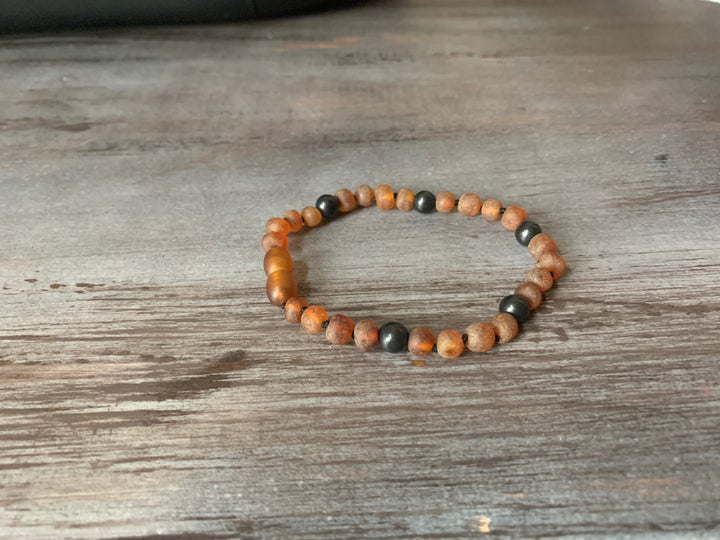 Baltic Amber Necklace Raw Dark Amber Shungite