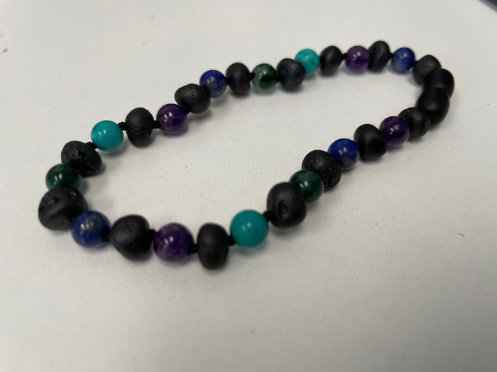 Baltic Amber Bracelet Raw Cherry Mix with Jade