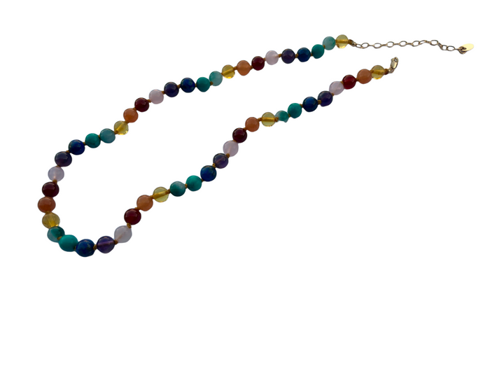 Baltic Amber preTeen 14 or 15 inch Necklace Rainbow Honey Amber Pink Rose Quartz Red Aventurine. 