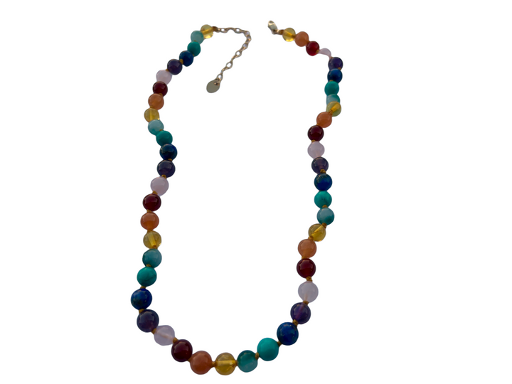 Baltic Amber preTeen 14 or 15 inch Necklace Rainbow Honey Amber Pink Rose Quartz Red Aventurine. 