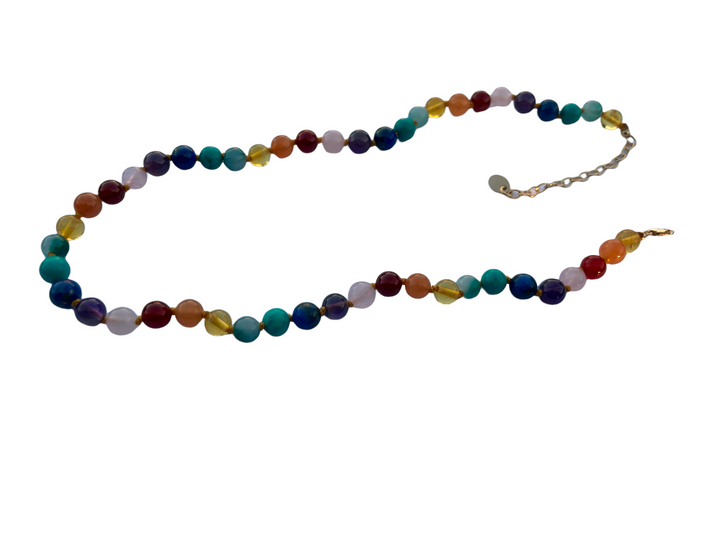 Baltic Amber preTeen 14 or 15 inch Necklace Rainbow Honey Amber Pink Rose Quartz Red Aventurine. 