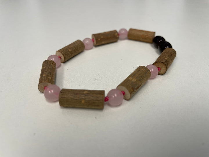 Hazelwood Bracelet - 7.5" 6.5" Hazelwood Heart Burn, Reflux, Eczema Pink Quartz Rose Bracelet