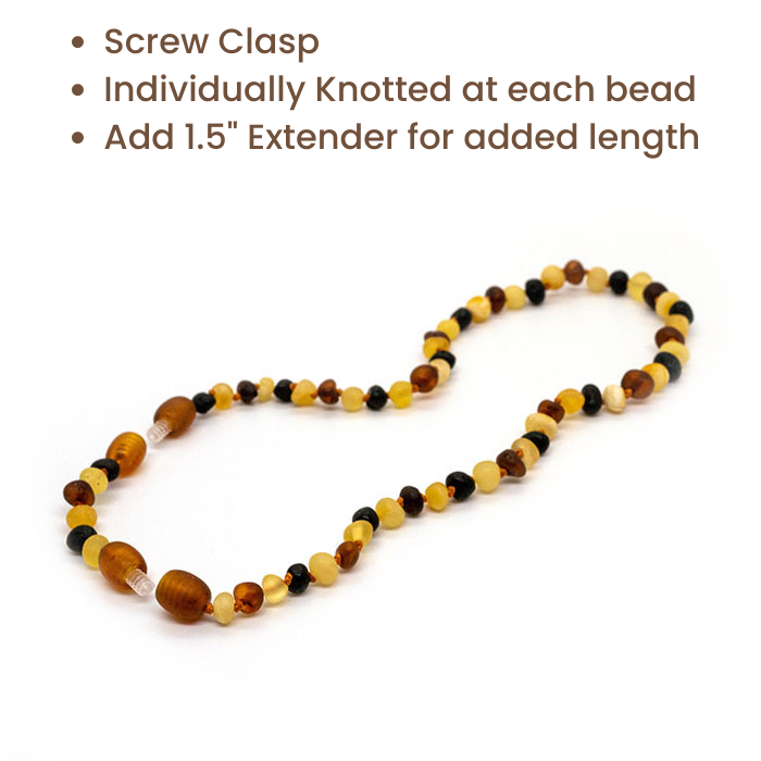 Raw Baltic Amber Teething Necklace Babies 11"- 12.5" Baltic Essentials
