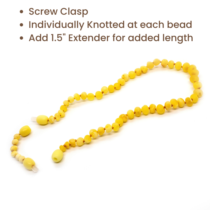 Baby Baltic Amber Necklace - Baltic Amber 11" Teething Necklace Raw Milk 