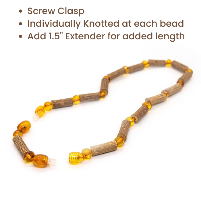 Hazelwood Necklace - Honey Hazelwood 11 12.5 14 GERD Colic Eczema Polished Baltic Amber Necklace