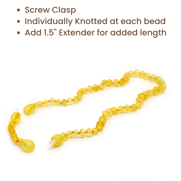 Baby Baltic Amber Necklace - Fast RELIEF For Teething Baby NATURALLY 100% Baltic Amber! Raw Lemon