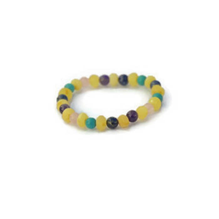 Baby Baltic Amber Necklace - 12.5 11 17 19 Amber Teething Raw Milk Turquoise Lapis Pink Amethyst