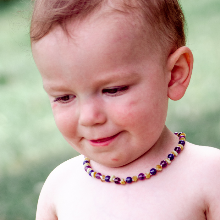 12.5 or 14 Baltic Amber Necklace Raw Milk Amber Blue Lapis Amethyst Baltic Amber