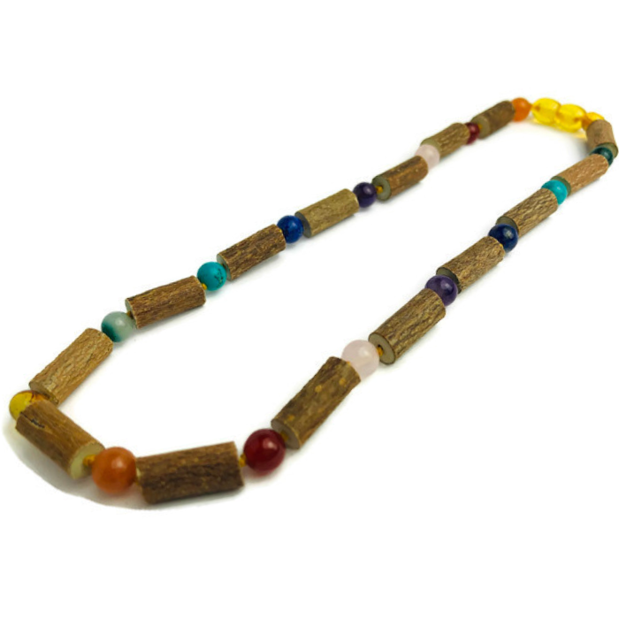 Hazelwood 11 12.5 Necklace Rainbow Amber Honey Pink Rose Quartz Red Agate