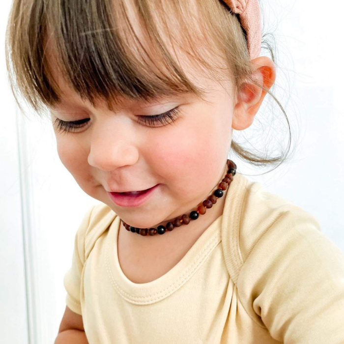 Baltic Amber Necklace Raw Dark Amber Shungite