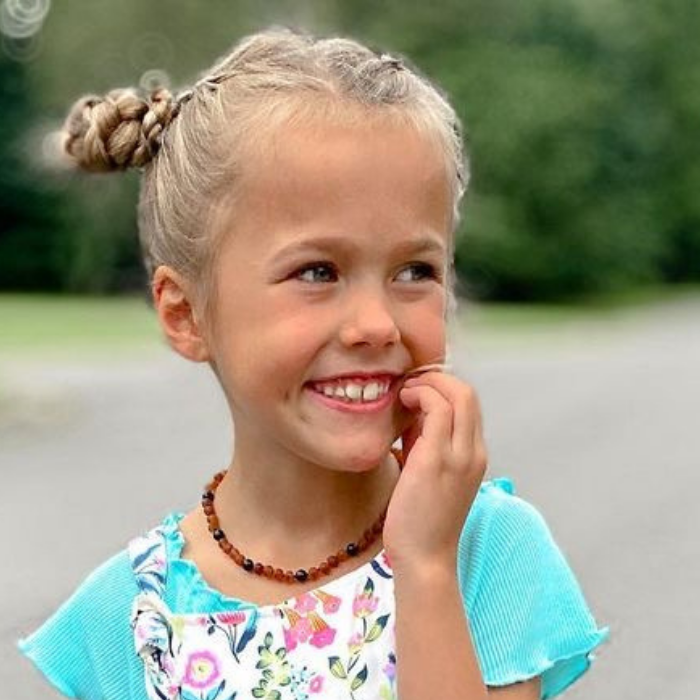 Baltic Amber Necklace Raw Dark Amber Shungite EMF Protection for infant, baby newborn 