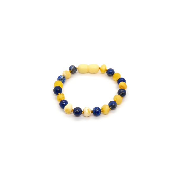 Baltic Amber Necklace 12.5" ADHD Anxiety Teething Raw Milk Lapis Baltic Amber Necklace Natural